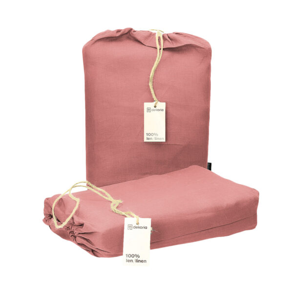 Komplet pościeli lnianej Linen 200x200cm pink