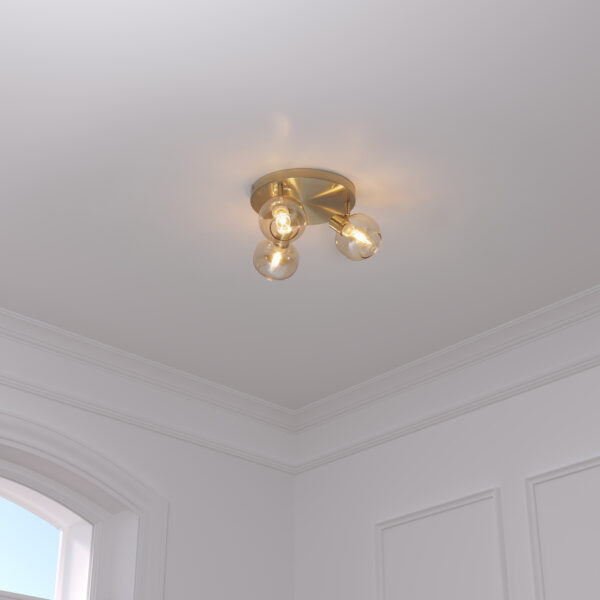 Lampy sufitowe PILLA złota i szklane klosze, 3 punktowe
