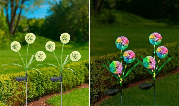 Lampki ogrodowe solarne, dmuchawce LED, 2 sztuki, 75 cm