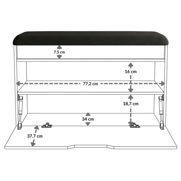 Szafka na buty z siedziskiem i schowkiem SOTO, 80 x 50 x 35 cm - biały