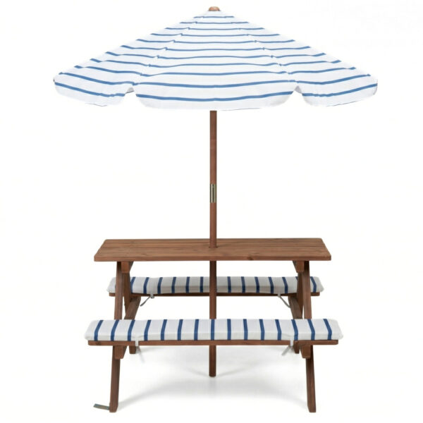 Dziecięcy stół piknikowy z parasolem KIRD, 75 x 75 x 140 cm