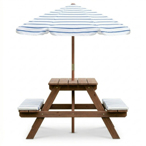Dziecięcy stół piknikowy z parasolem KIRD, 75 x 75 x 140 cm