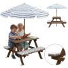 Dziecięcy stół piknikowy z parasolem KIRD, 75 x 75 x 140 cm