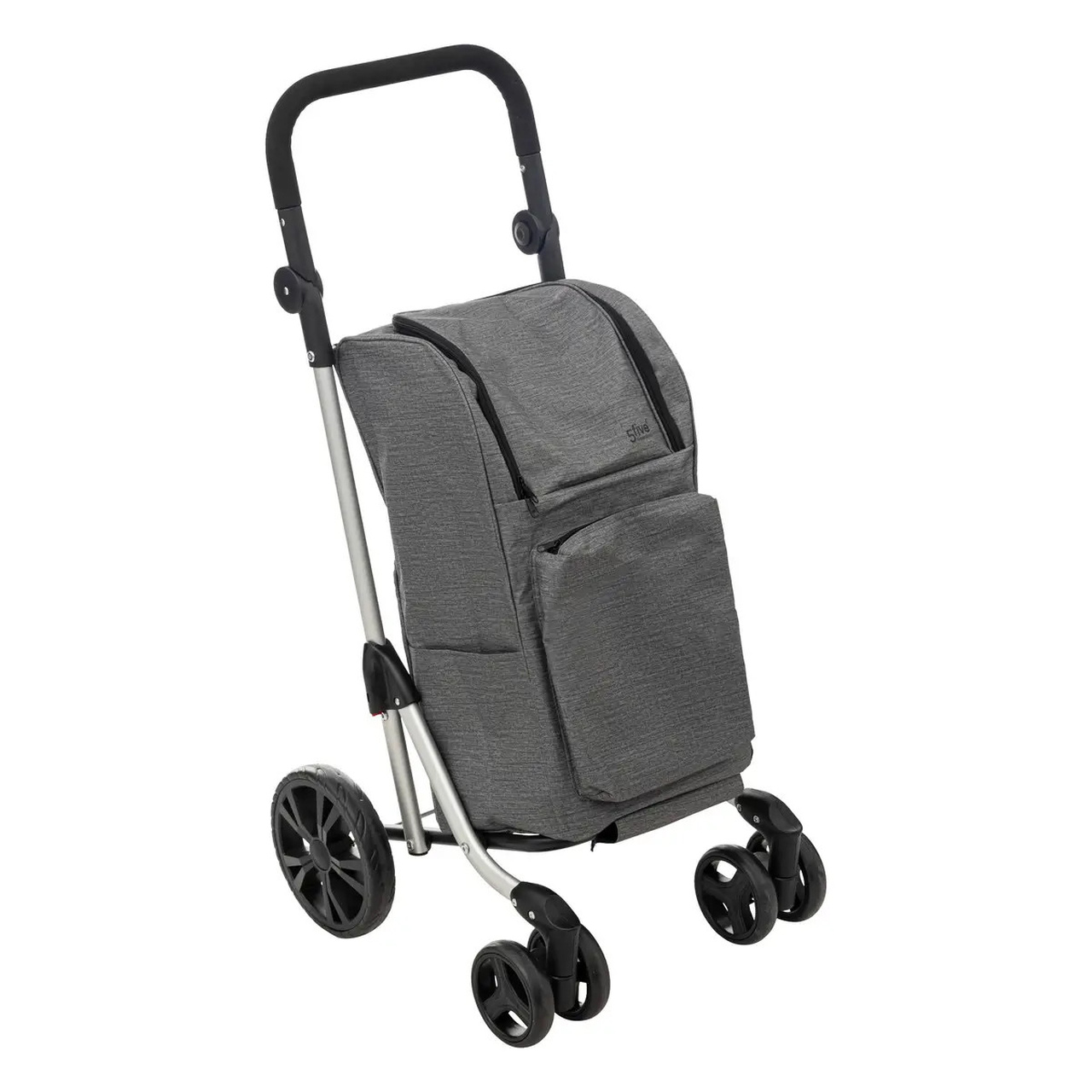 Wózek na zakupy na stabilnych kółkach, szary, 46 l