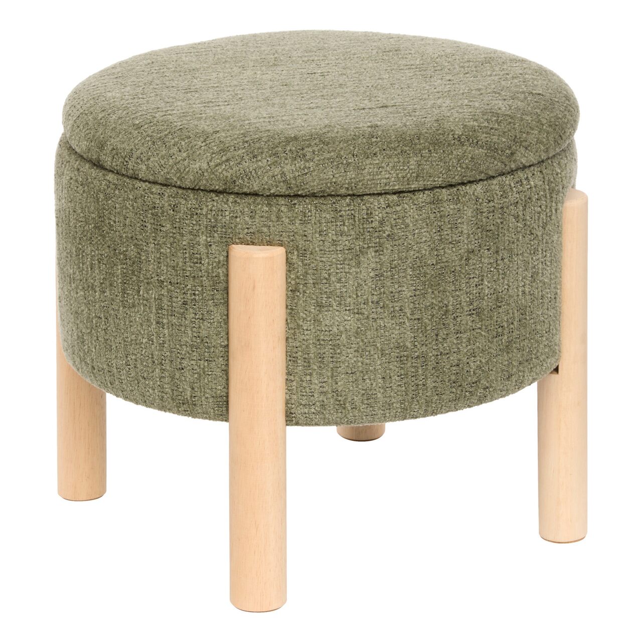Pufa ze schowkiem ELKI, Ø 45,5 x 37 cm - khaki