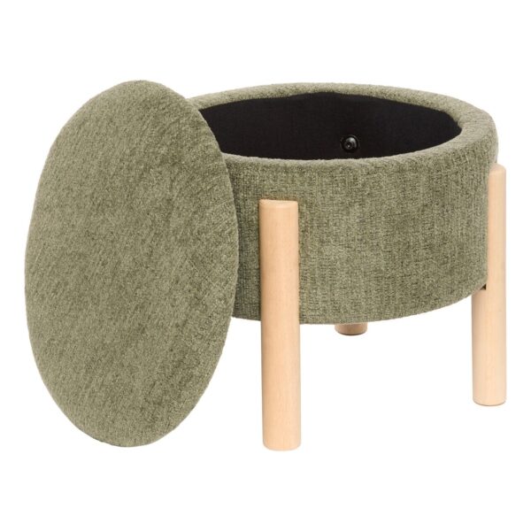 Pufa ze schowkiem ELKI, Ø 45,5 x 37 cm - khaki